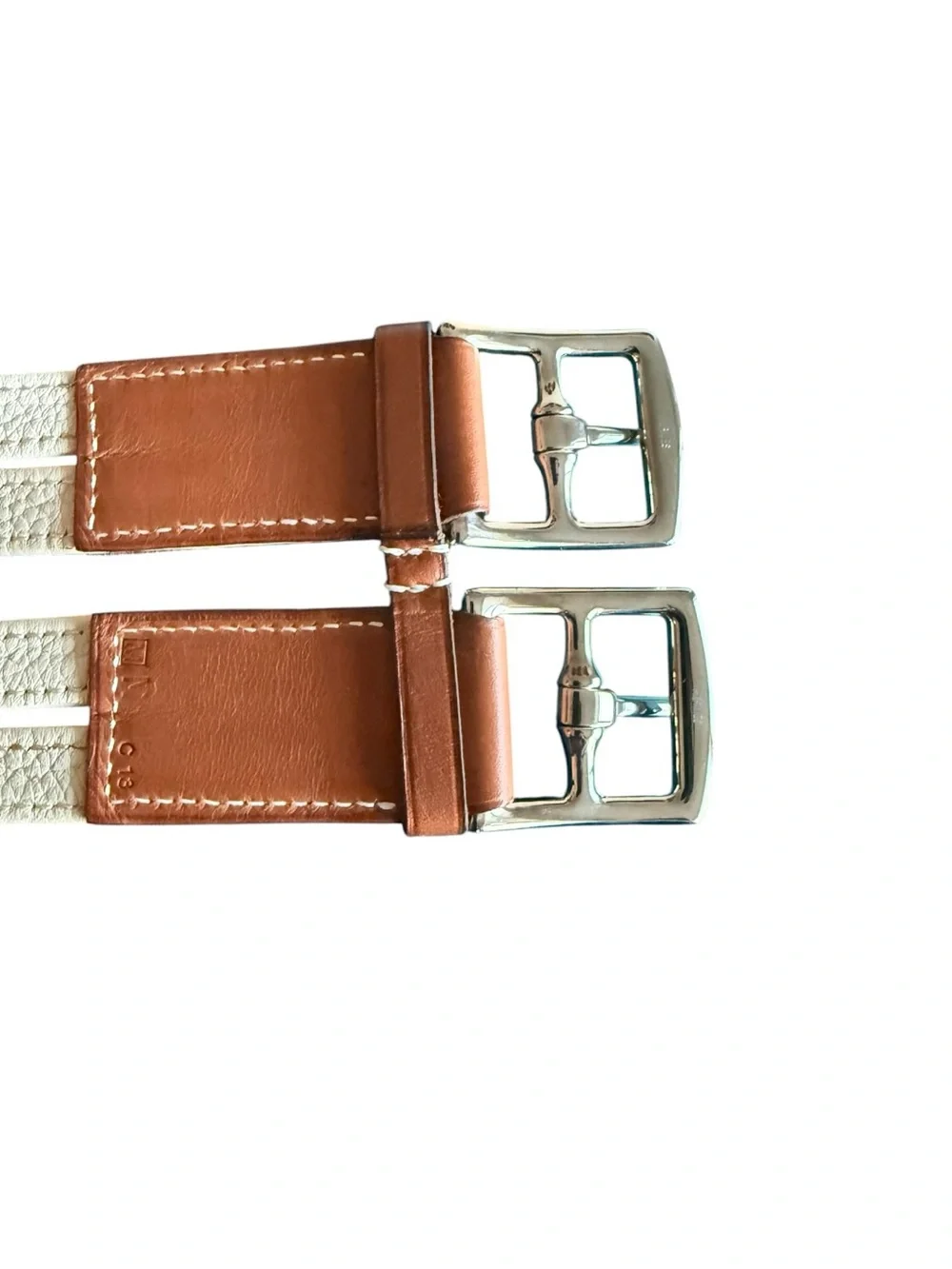 Hermes Two-Tone 2009 Leather Etriviere Double-Strap Belt Sz 31in/80cm (Medium)